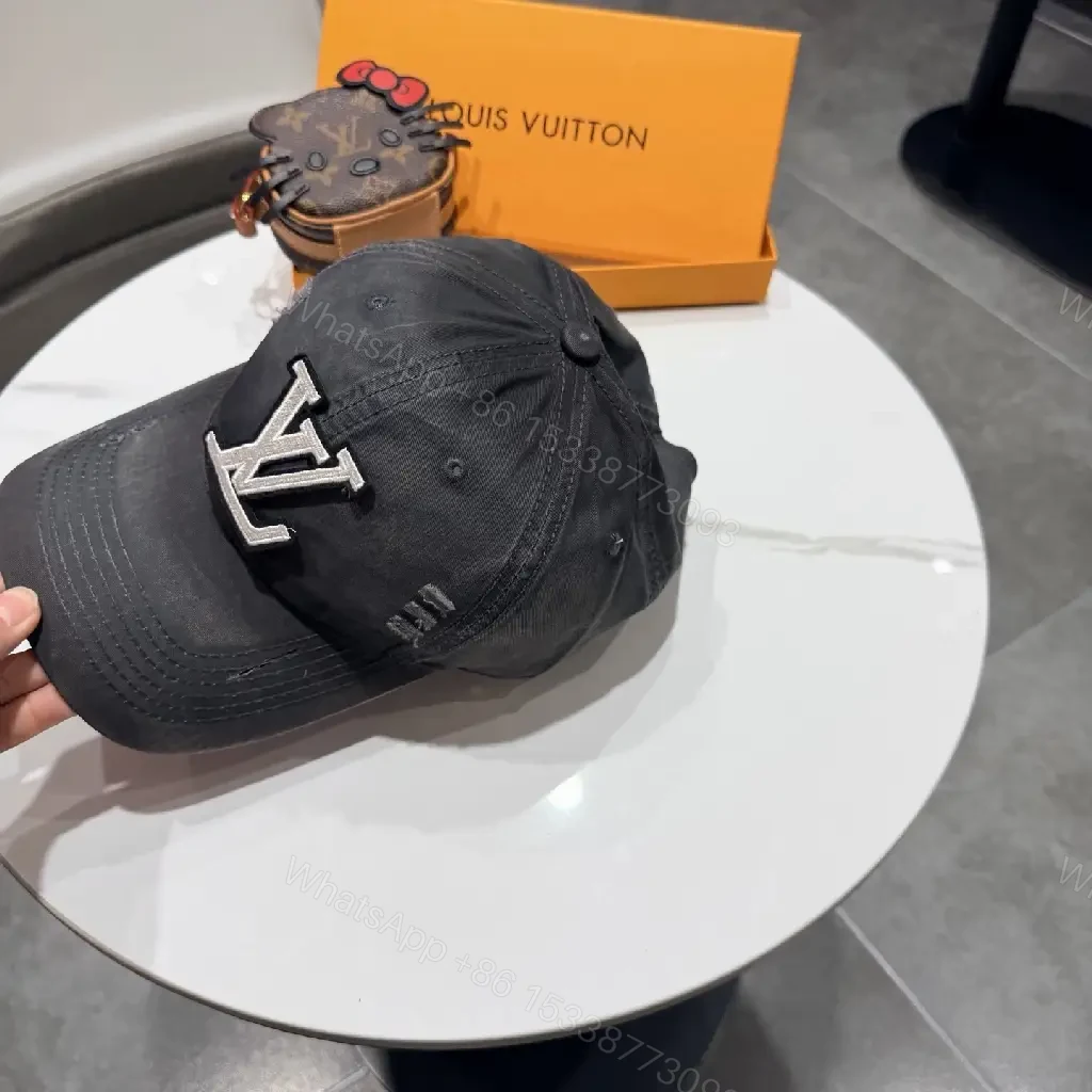 View 9 of Dark Essentials Black Cap with Subtle LV Accent