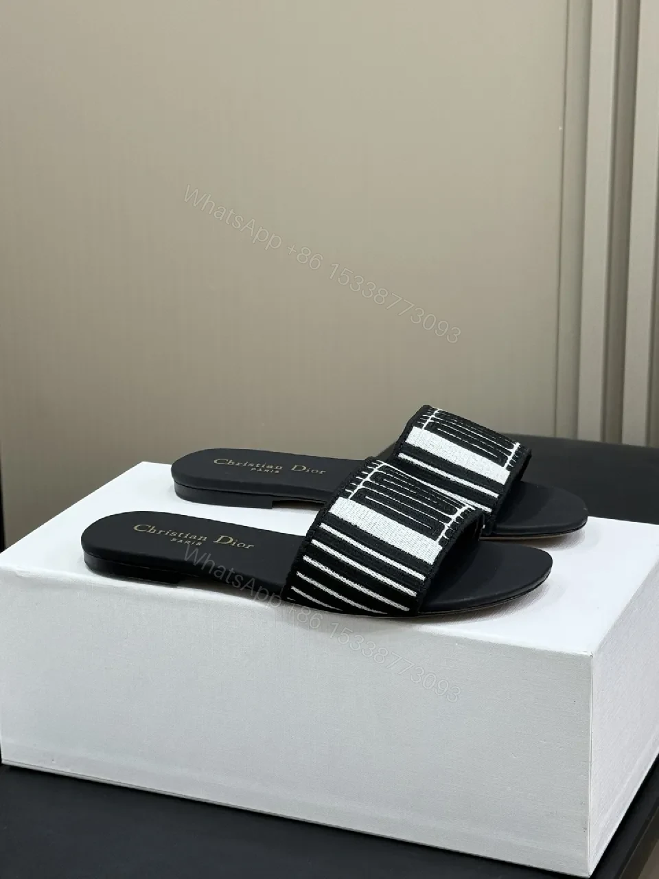 Patterned Striped Slide: Elevated Comfort Slide — view 1