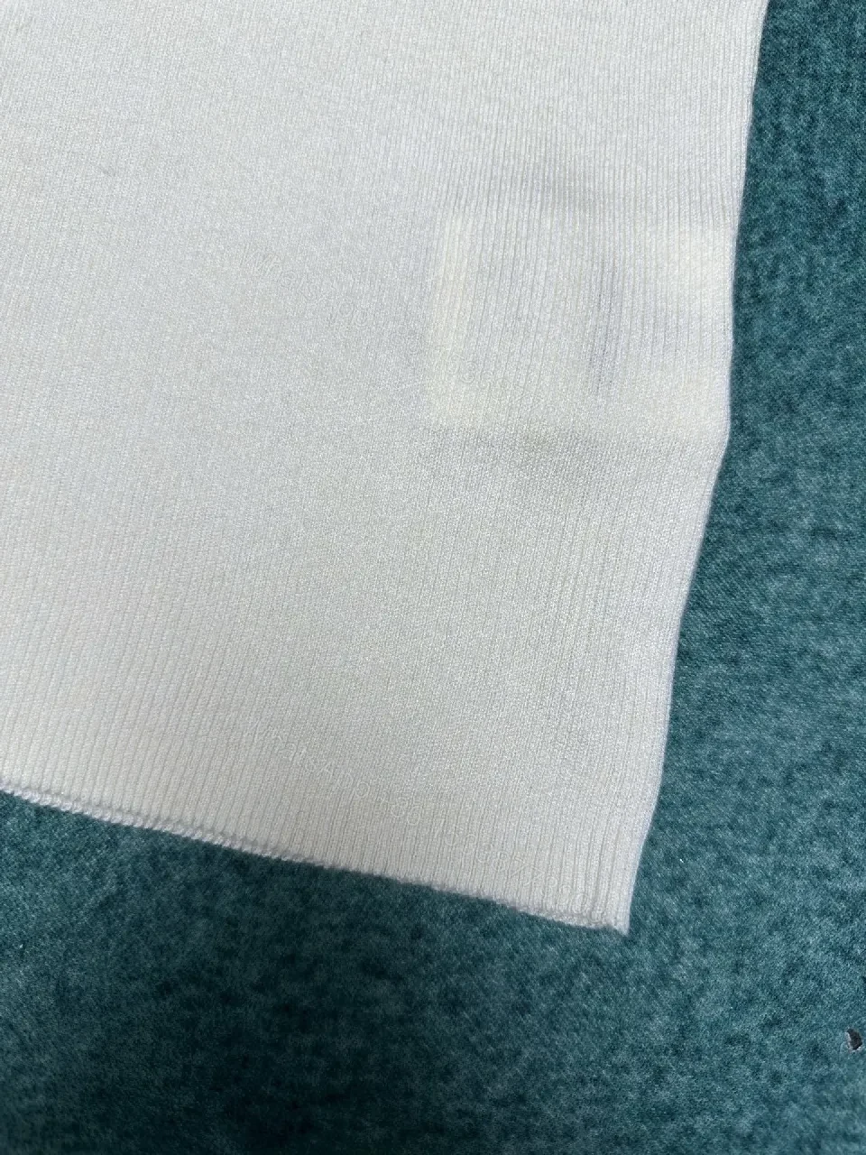 View 8 of Ivory Knit Crewneck Sweater, Subtle Logo, Premium Texture