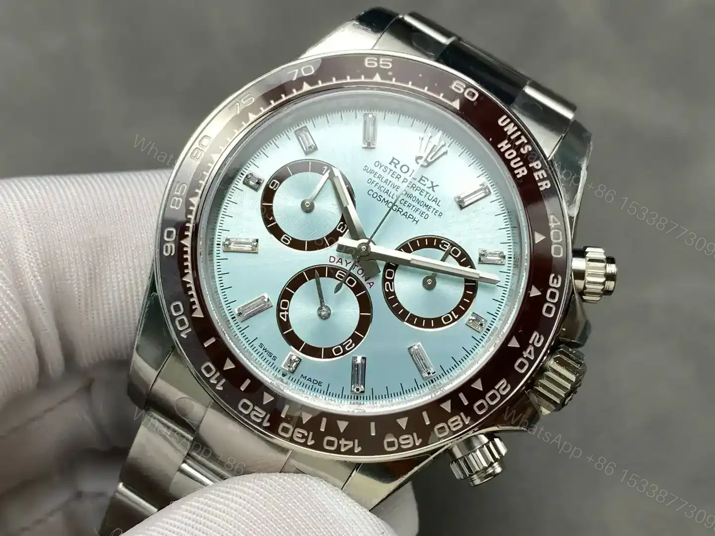View 3 of Rolex Cosmograph Daytona VSF Platinum Cerachrom Ice Blue Dial Oyster Bracelet 40mm 126506-0001