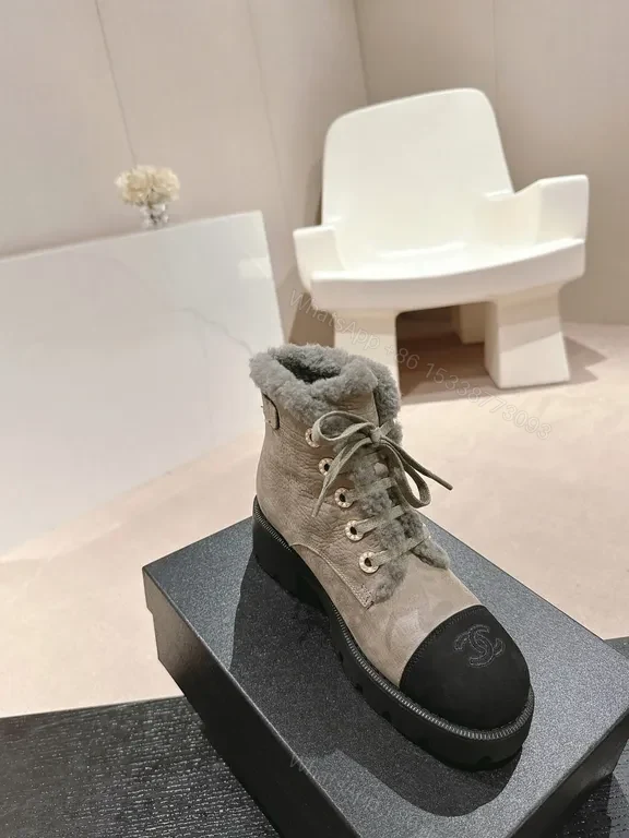 View 6 of Chanel-Inspired Warm Winter Boots with Luxe Stingray Texture