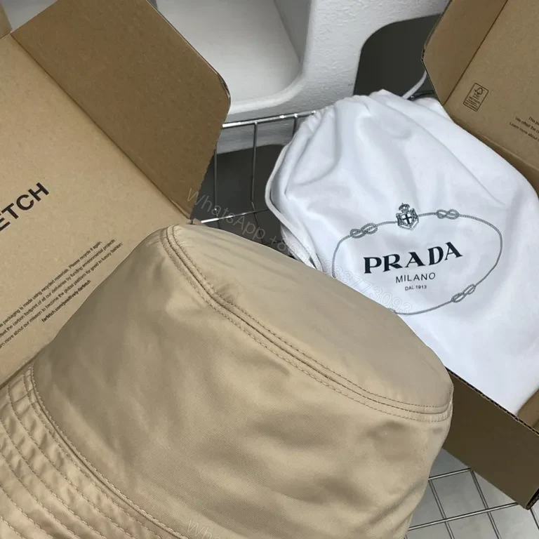 View 7 of Beige Prada-Inspired Bucket Hat: Luxe, Sun-Smart Elegance