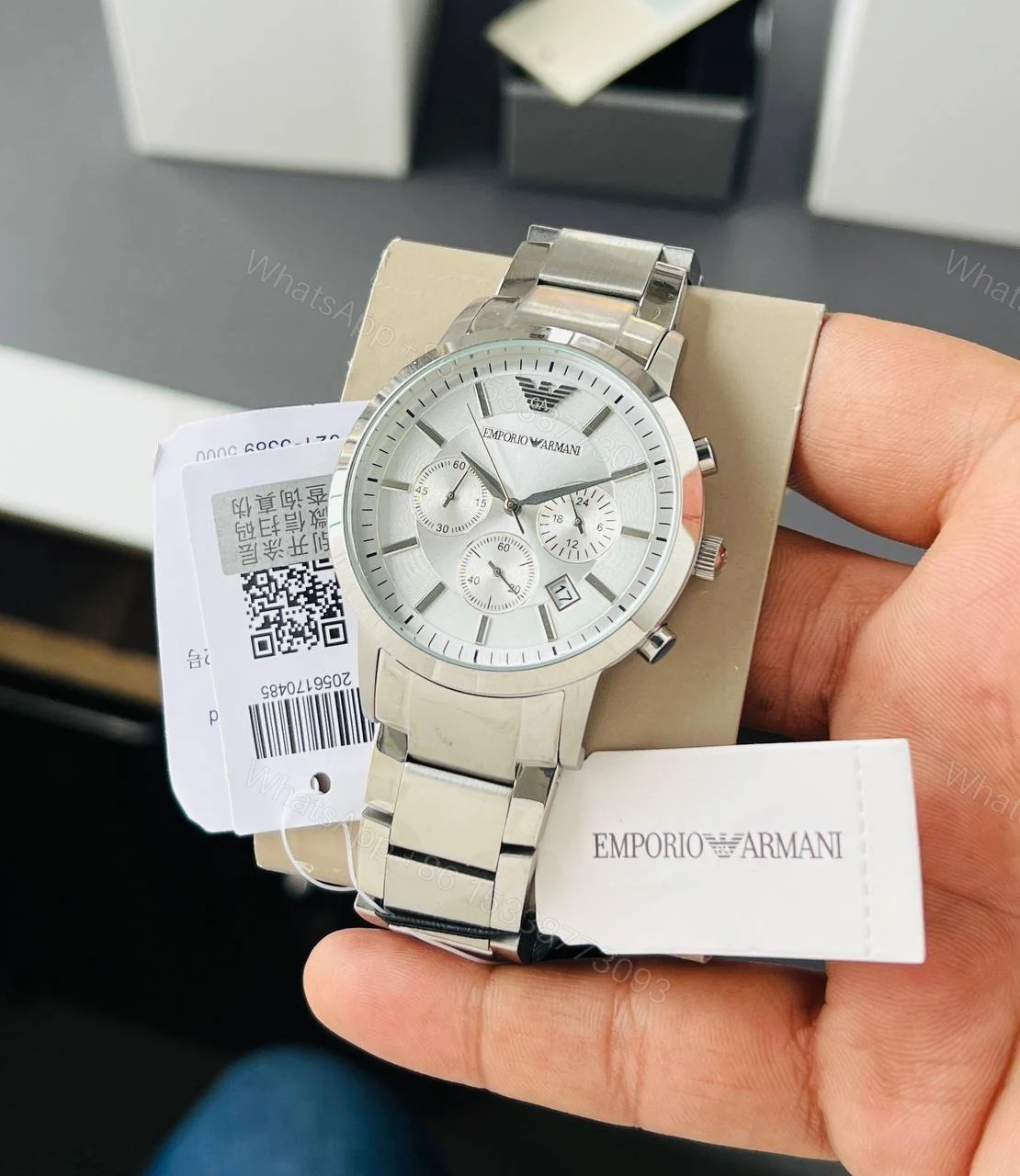 Emporio Armani Steel Classics Chronograph White 43mm — view 1