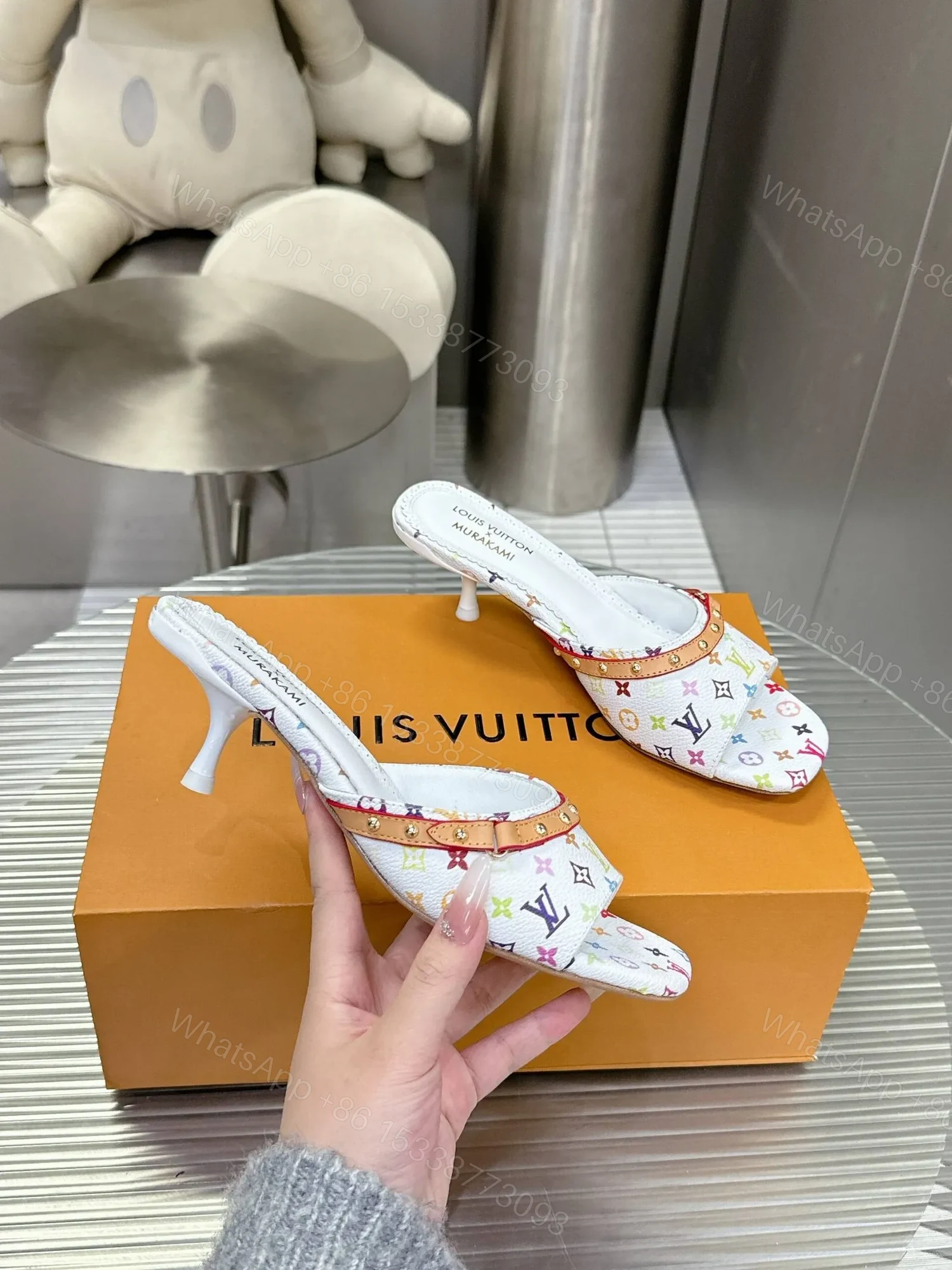 View 6 of LV Women White Multicolor Leather Heels