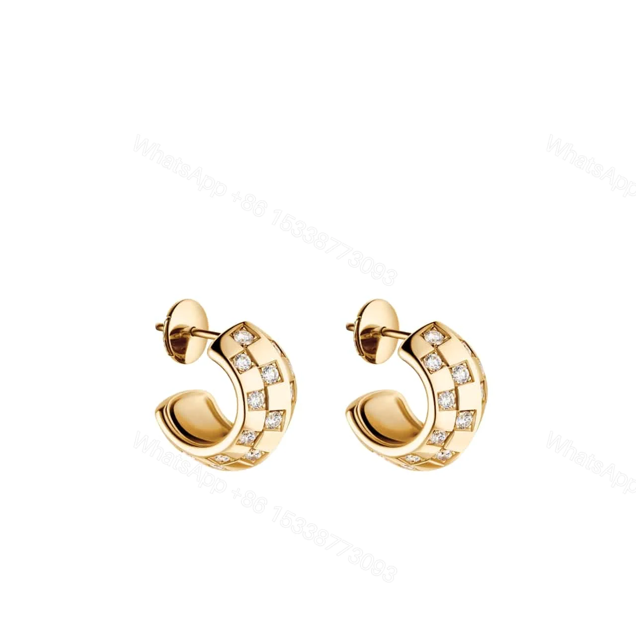 LOUIS VUITTON LE DAMIER DE EARINGS YELLOW GOLD Q16521 — view 1