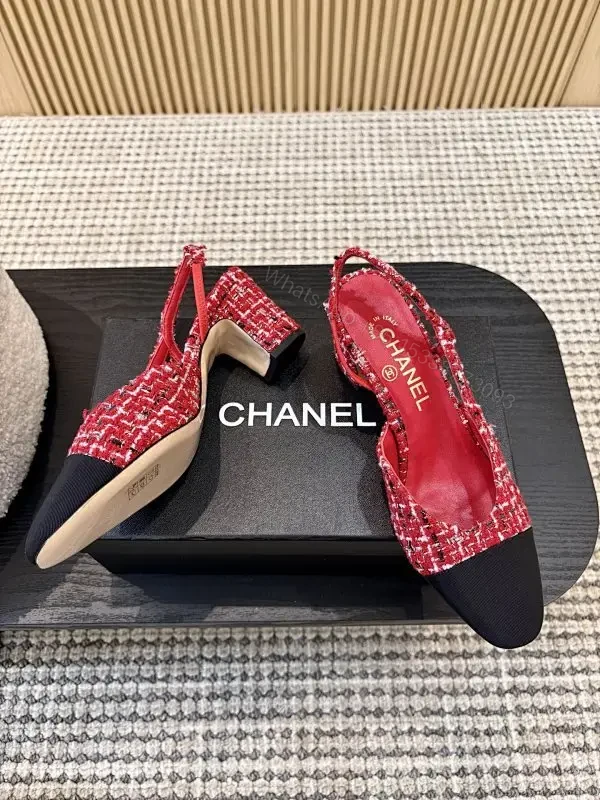 Red Tweed Slingbacks: Modern Luxe, Comfortable Heels — view 1
