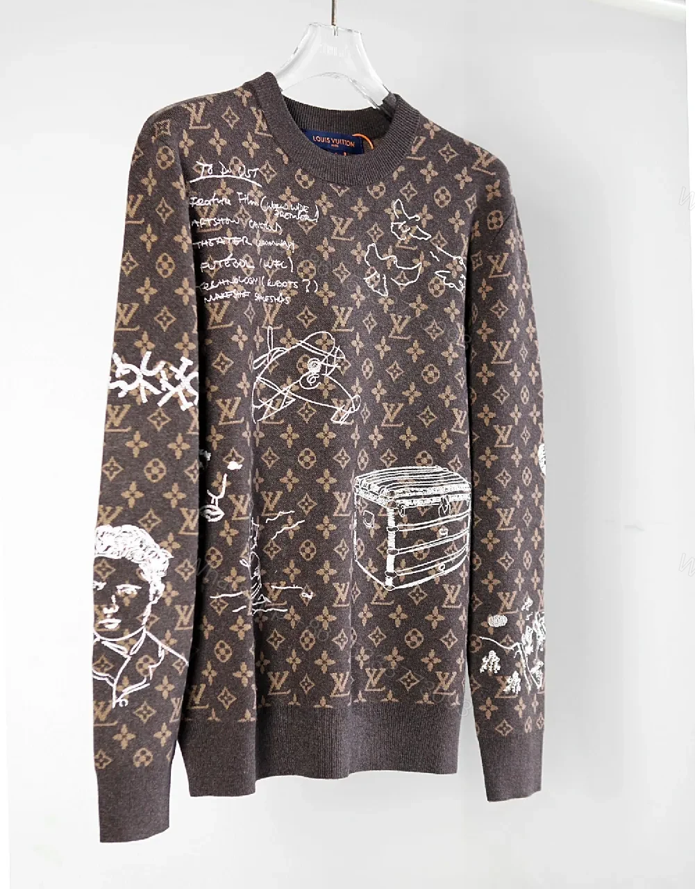 View 9 of Lux Charcoal Knit: Monogram + Hand-Drawn Graphics Knitwear