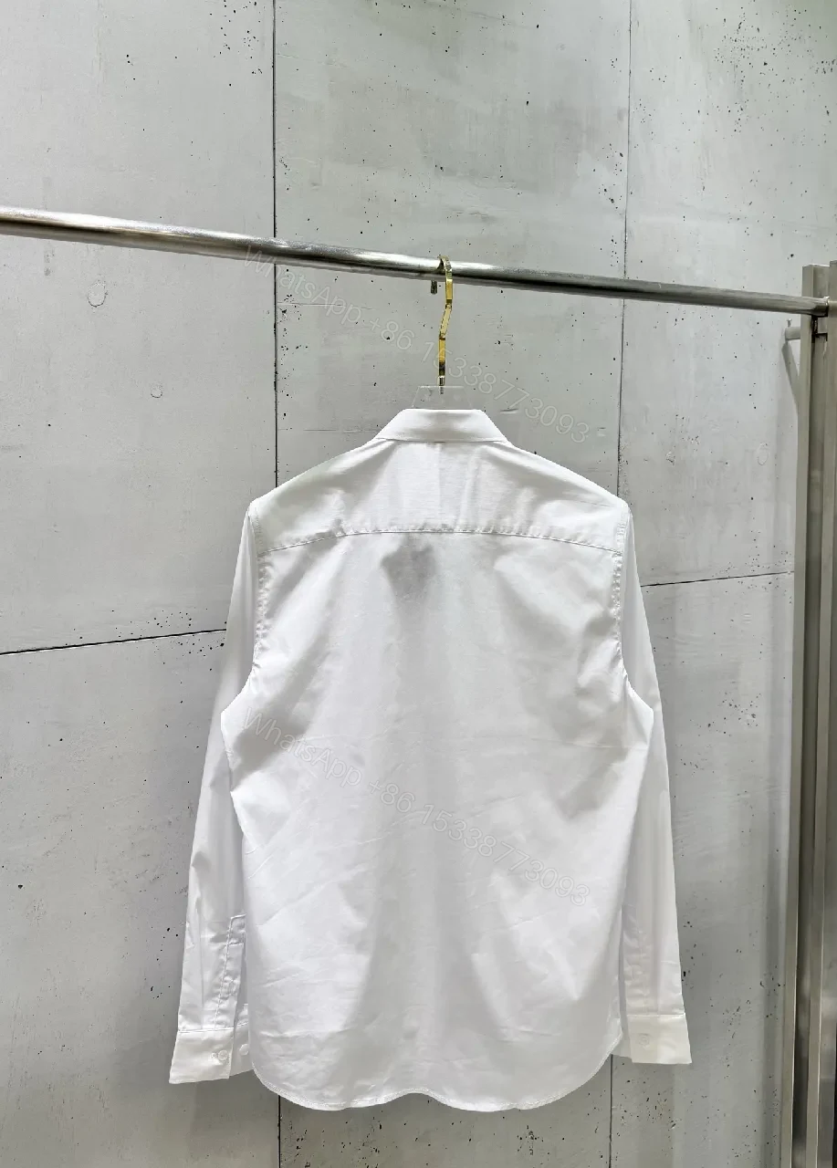 View 3 of White Button-Down Shirt: Subtle LV Crest, Clean Luxury, All-Day Comfort
