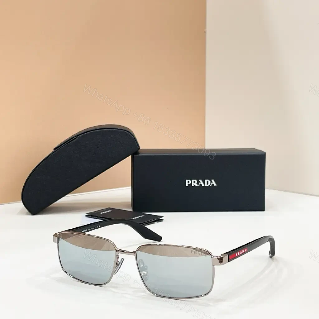 View 2 of Silver-Toned Metal Aviator Sunglasses with Gradient Lenses and Prada Logo