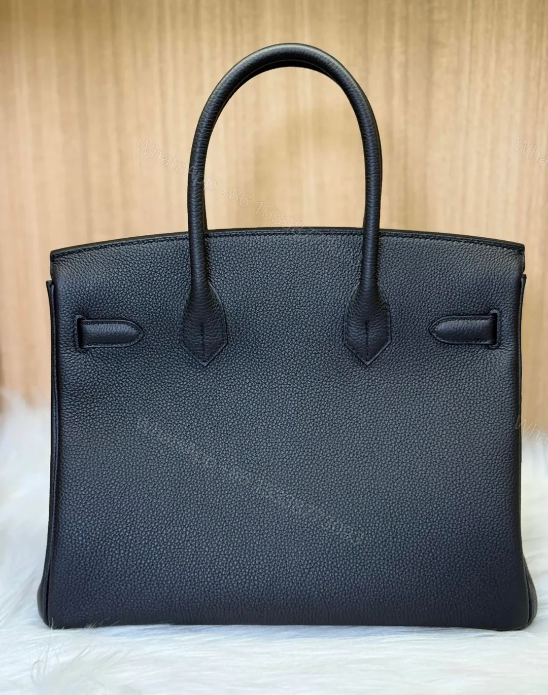 View 3 of HERMES BIRKIN 25 BLACK TOGO LEATHER WITH PALLADIUM HARDWARE