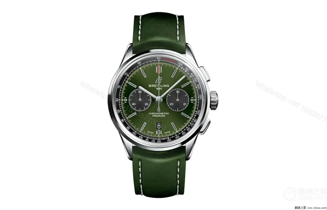 V7 Factory Breitling Premier B01 Chronograph 42mm Green Dial Stainless Steel Watch — view 1
