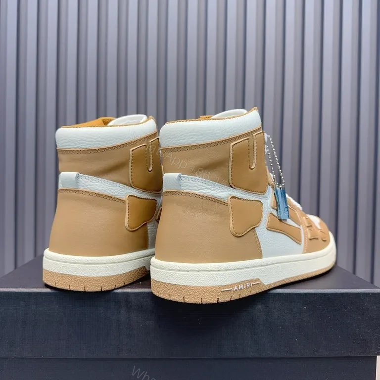 View 6 of Neutral Tan & Off-White High-Top Sneaker: Luxury Comfort