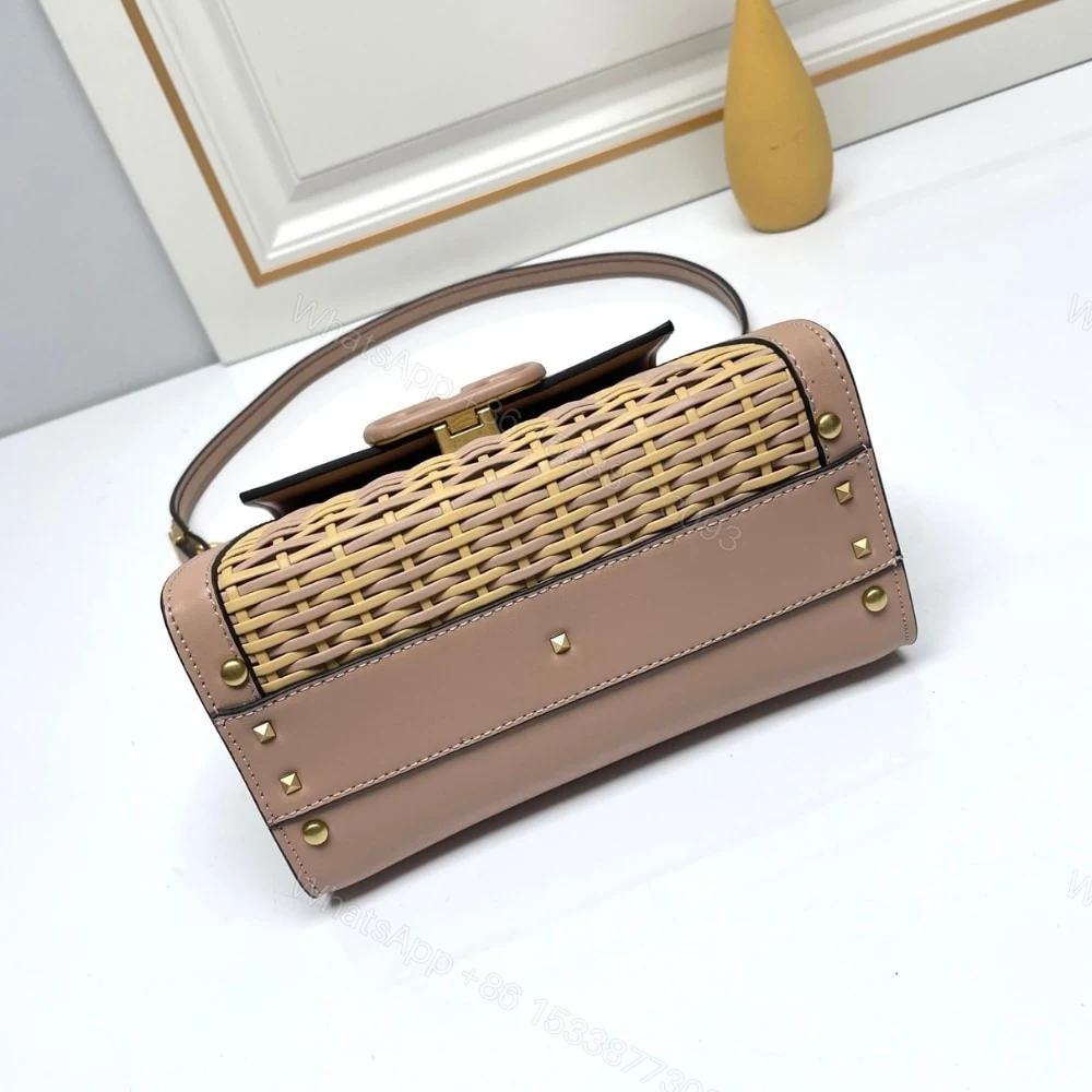 View 4 of VALENTINO GARAVANI SMALL VSLING WICKER HANDBAG PINK 22CM