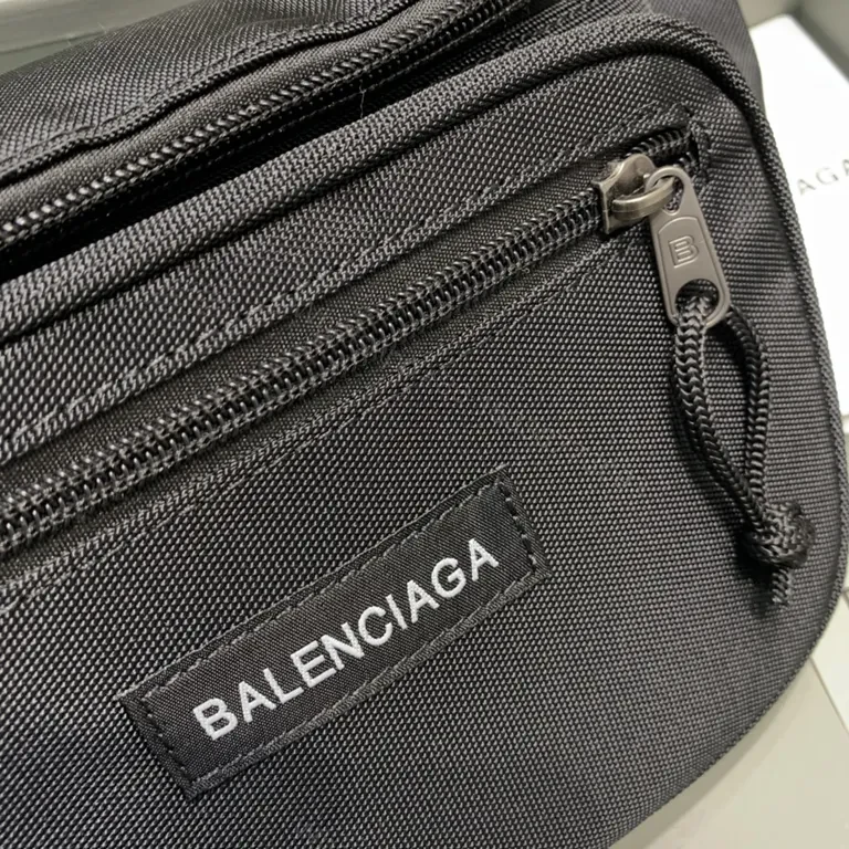 View 3 of Black Nylon Belt Bag â€¢ Balenciaga-Inspired Crossbody Carry