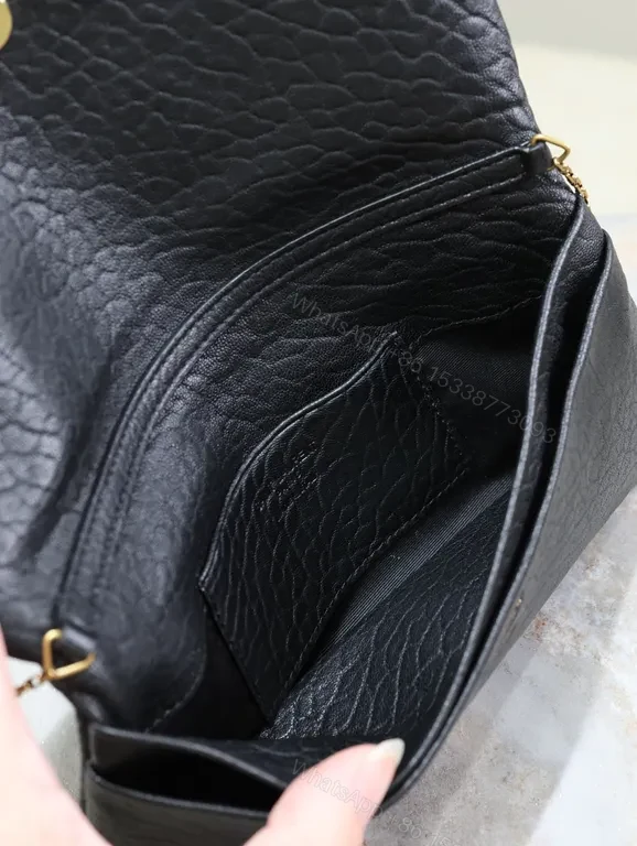View 2 of Chic Leather Clutch with Gold Chain â€” Quiet Luxury Evening Bag