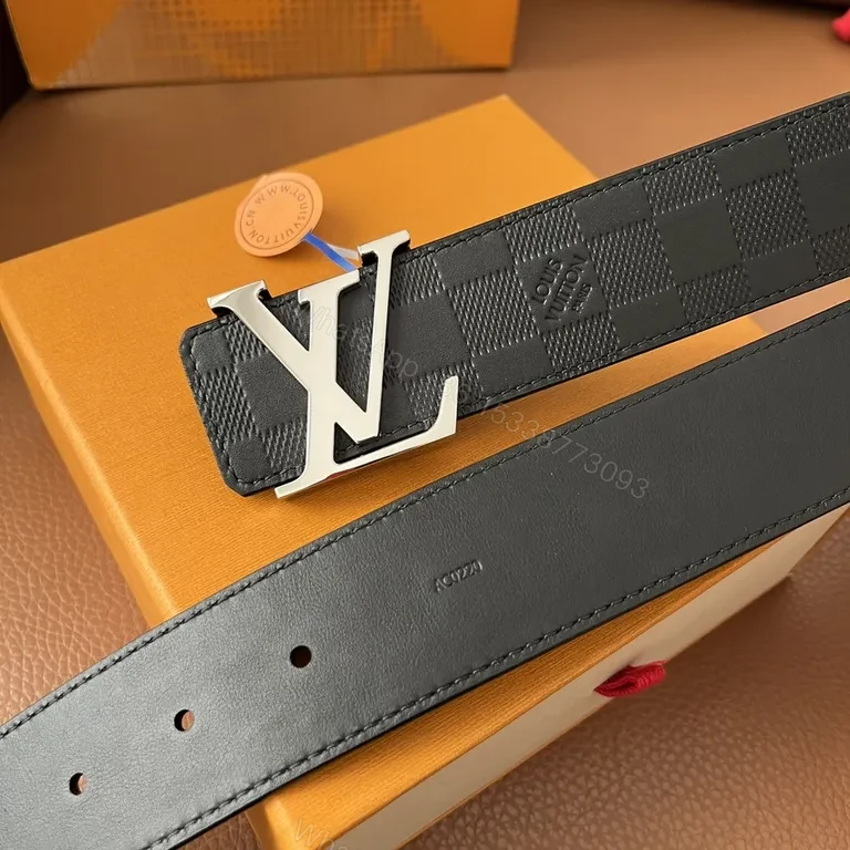 View 6 of Bold Textured Belt with LV Monogram Buckle