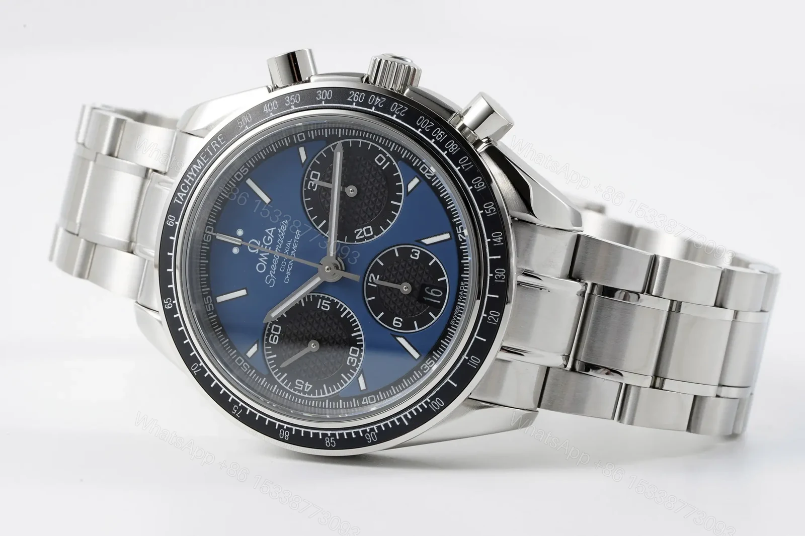 View 5 of Omega Speedmaster Series 326.32.40.50.06.001 Chronograph Watch Blue Dial Stainless Steel Bracelet Multifunction Design