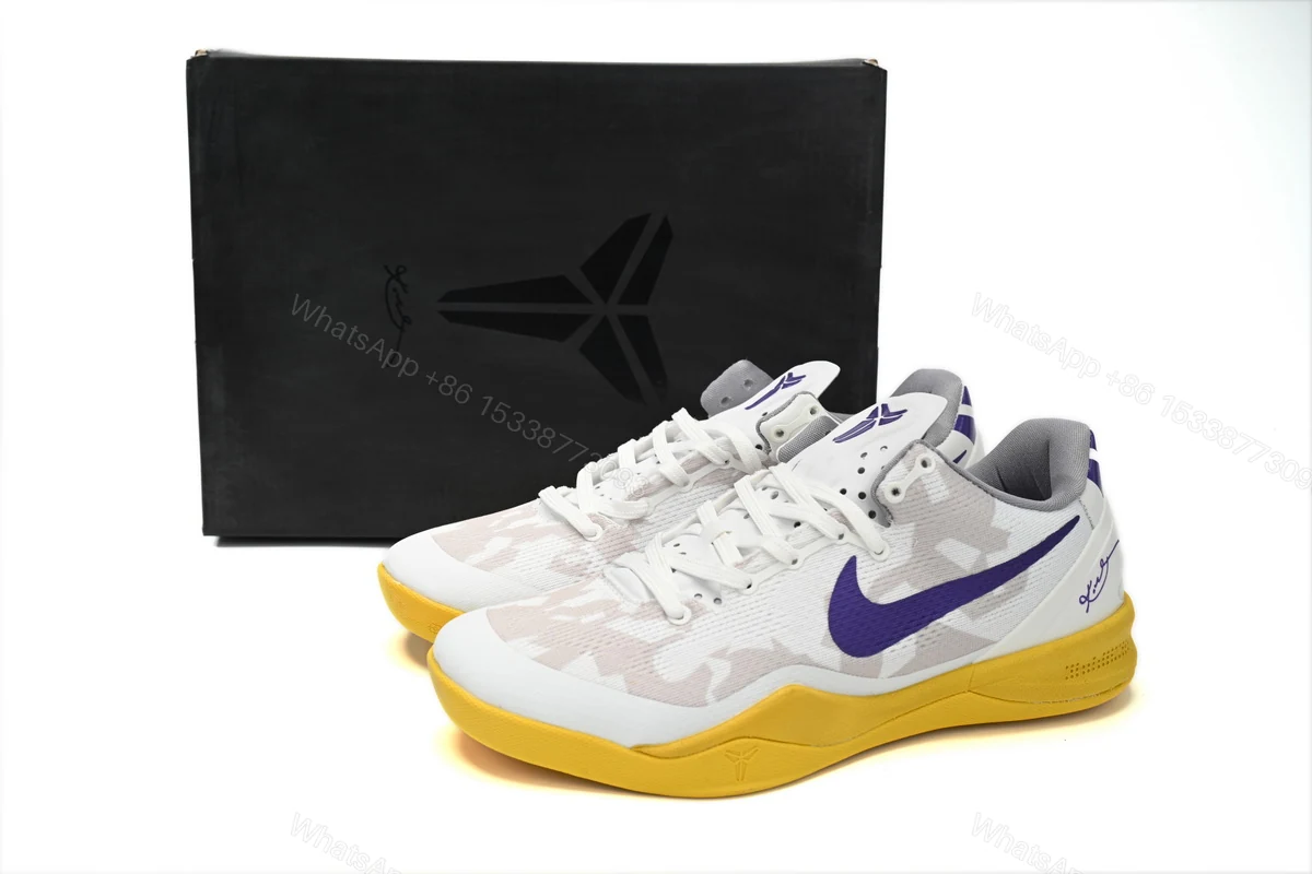 Nike Kobe 8 Low WhitePurple-Yellow 555035-101 — view 2