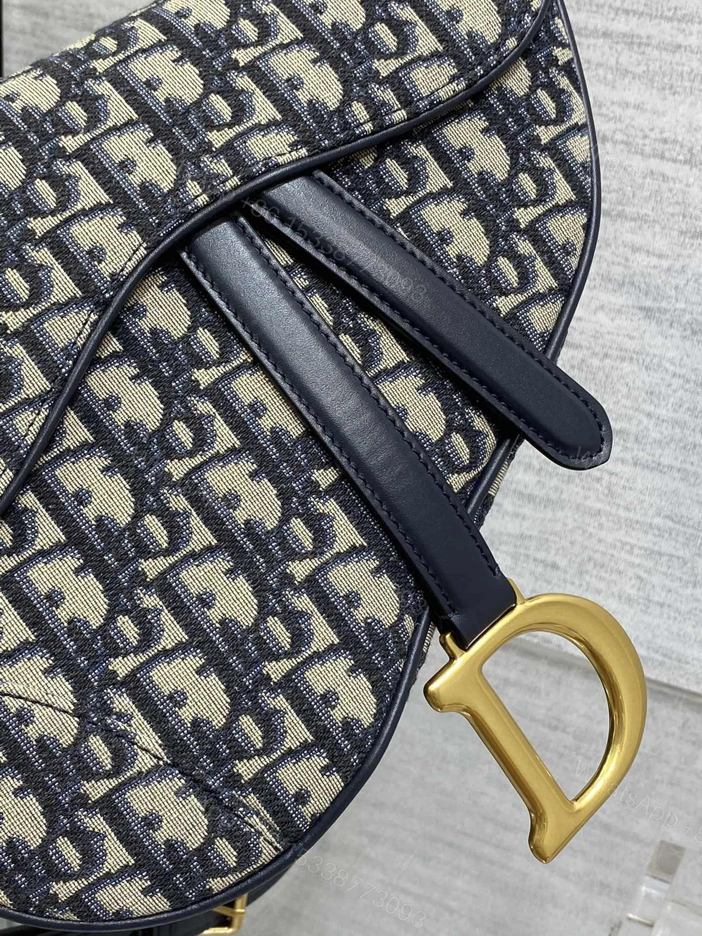 View 2 of Dior Saddle Bag in blue Dior Oblique jacquard