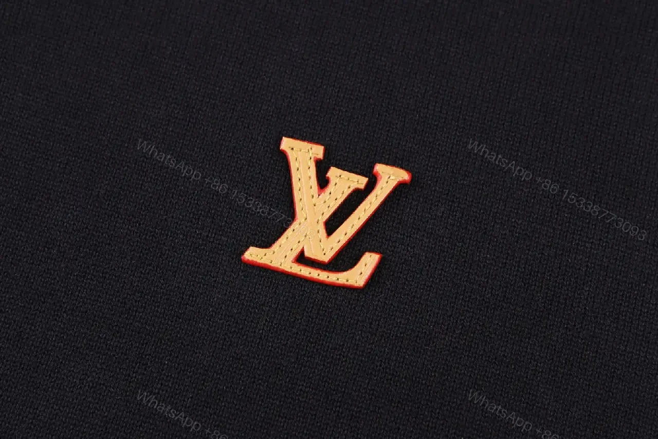 View 9 of Black Cotton Polo with Gold LV Logo Polo Shirt