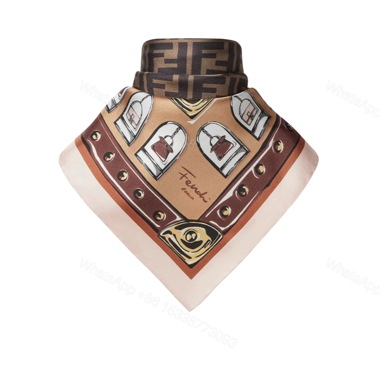 FENDI FF FOULARD BROWN 90CM FXT091AQD6F1N3I — view 1