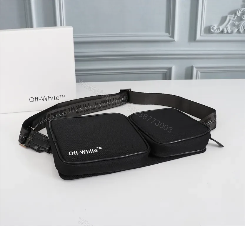 View 6 of Black Nylon Belt Bag: Two-Pocket, Hands-Free Utility