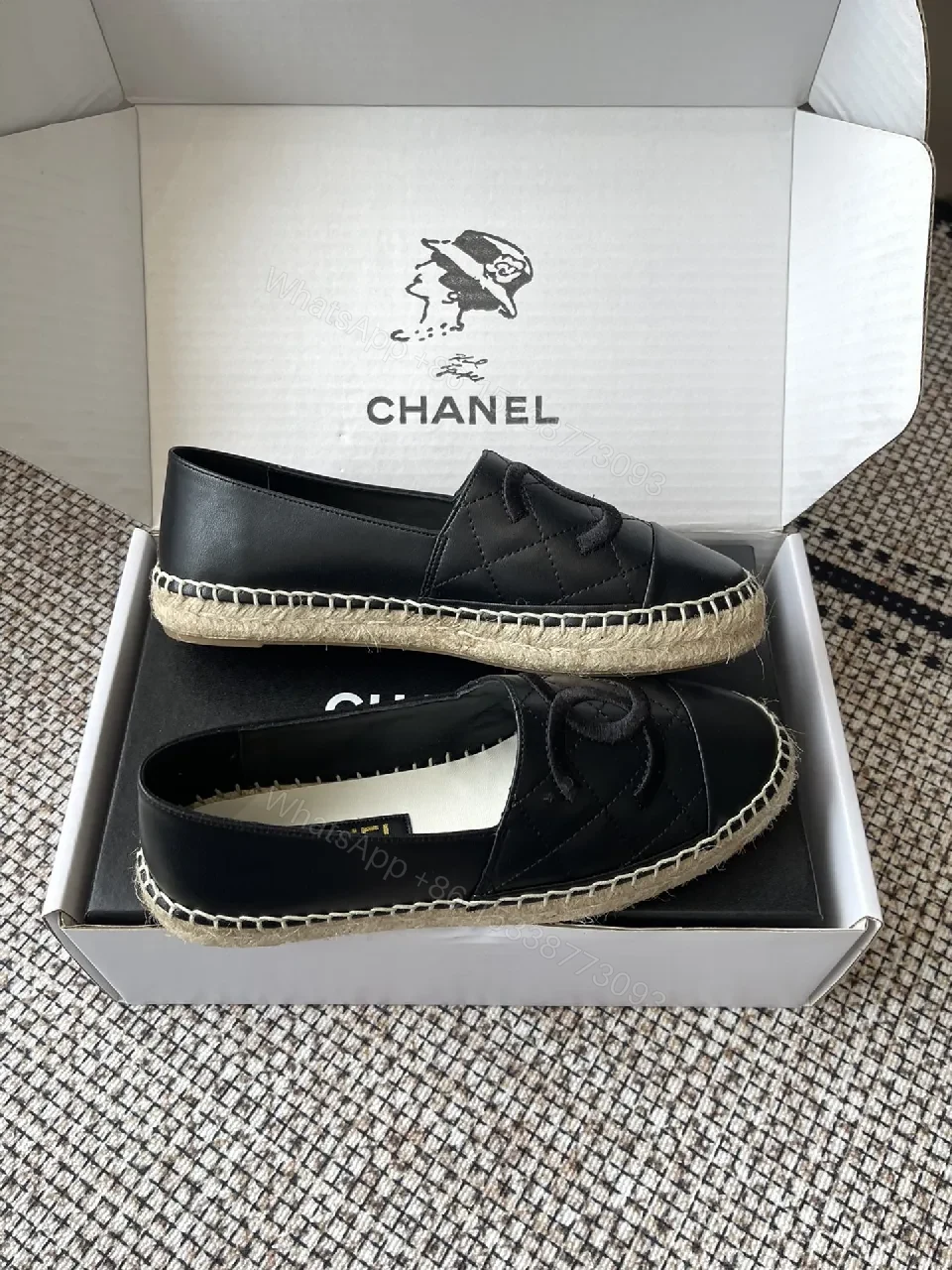 View 9 of Black Leather Espadrilles, Quilted Charm, Comfort-First Footwear