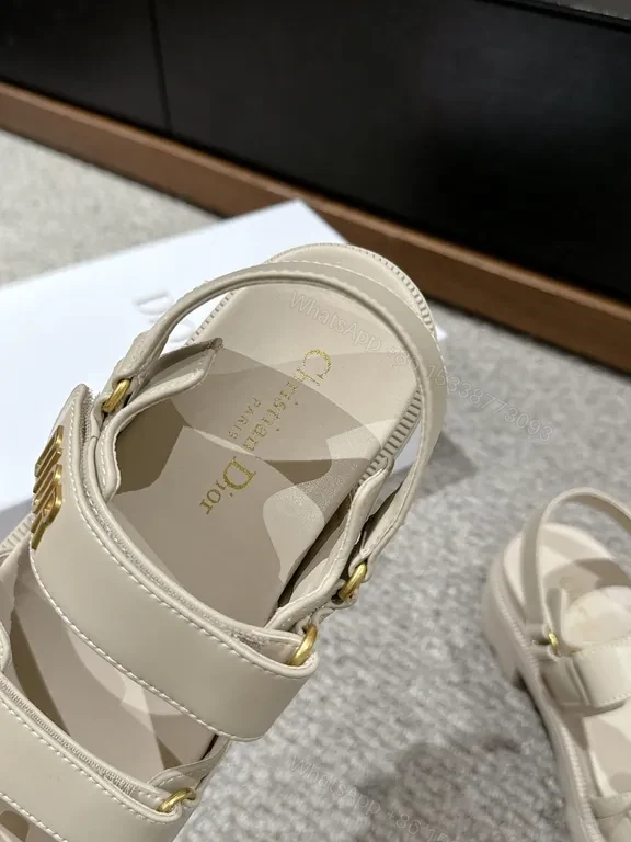 View 9 of Bold Dior-Inspired Leather Sandals with Gold Branding