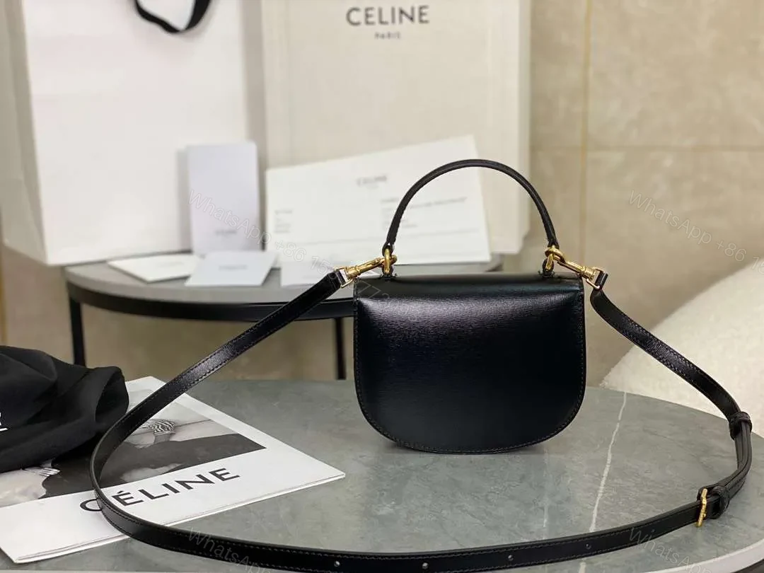 View 8 of Celine Handle Black Wrinkled Leather 15.5×11.5x5cm