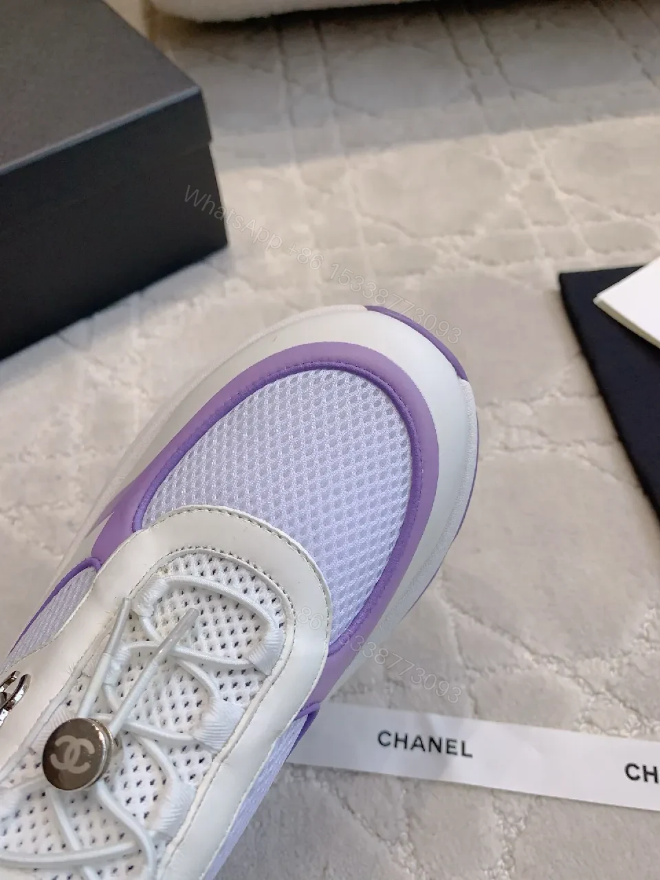 View 4 of Lilac Knit-Detail Low-Top Sneakers: Modern Luxury Comfort