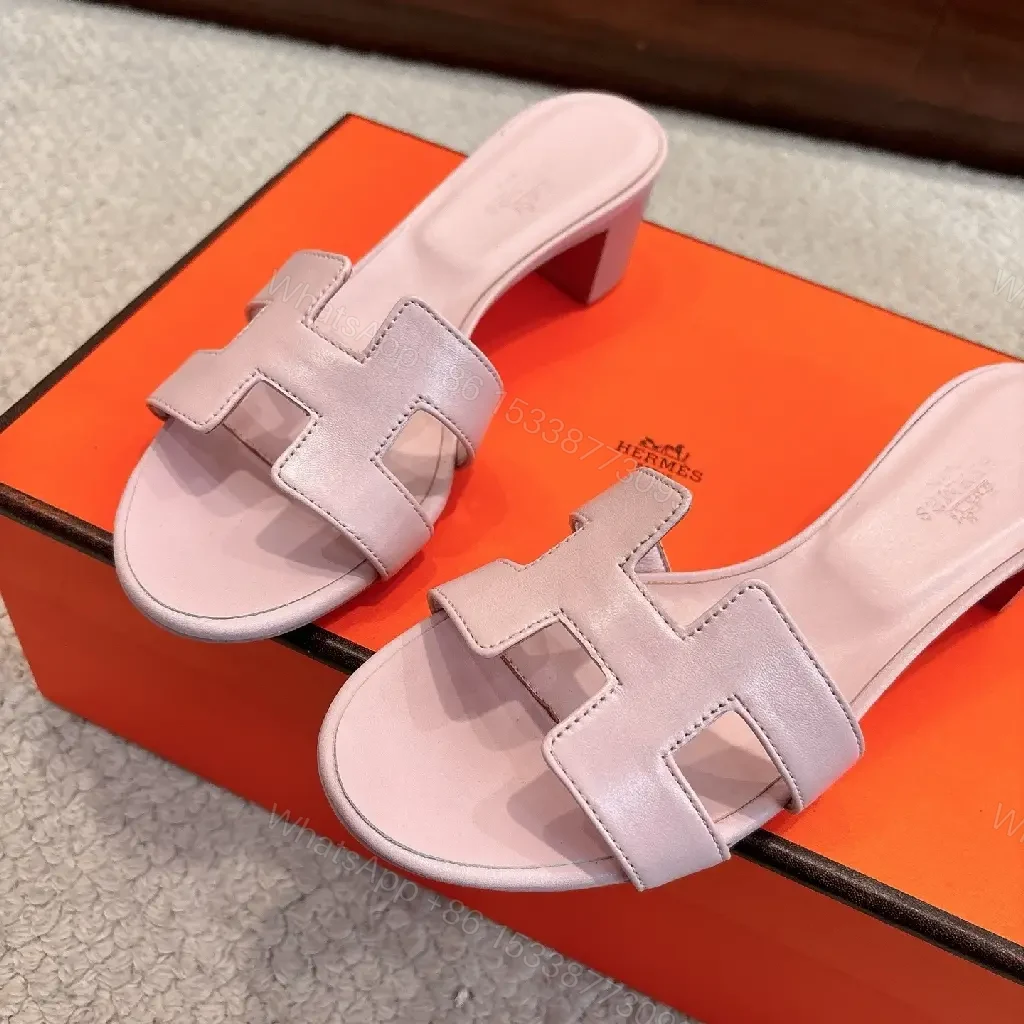 View 4 of Lavender Leather Slides with Block Heel – Luxurious Comfort