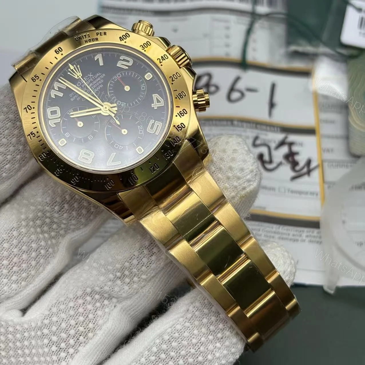 View 4 of Super Clone Rolex Daytona Gold with Blue Dial 116528 Replica