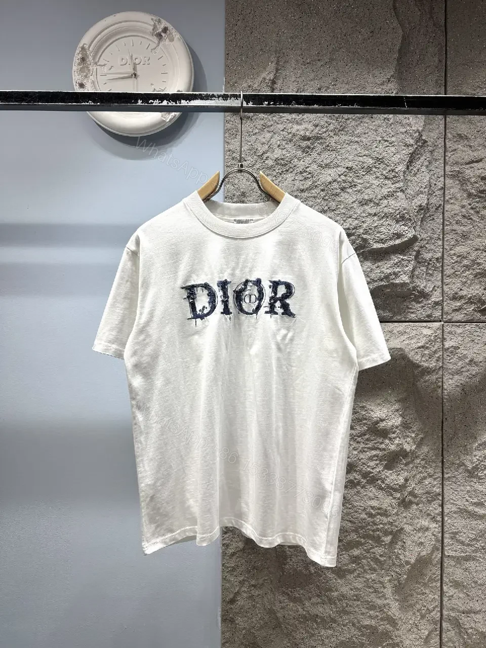 White + Cotton Blend + Graphic Tee + Subtle Dior-Inspired Logo + T-Shirt — view 1