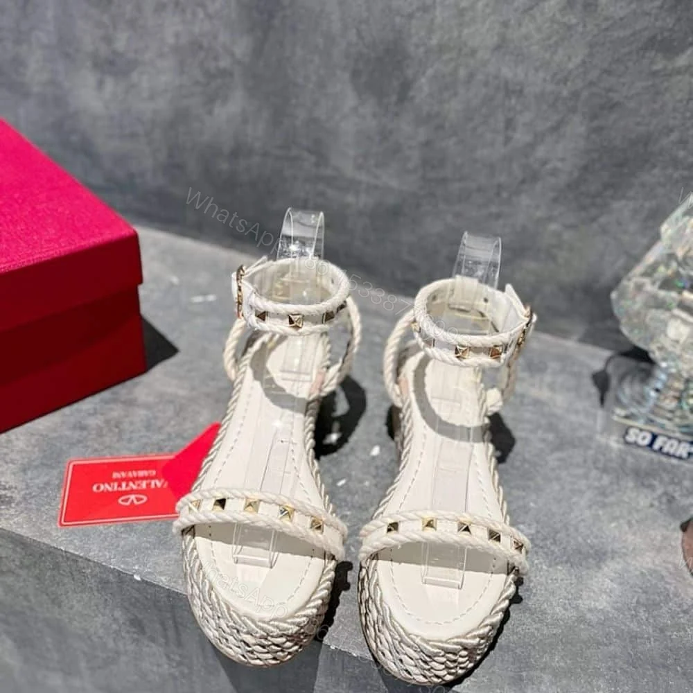 View 2 of VALENTINO ROCKSTUD FLATFORM SANDAL WHITE