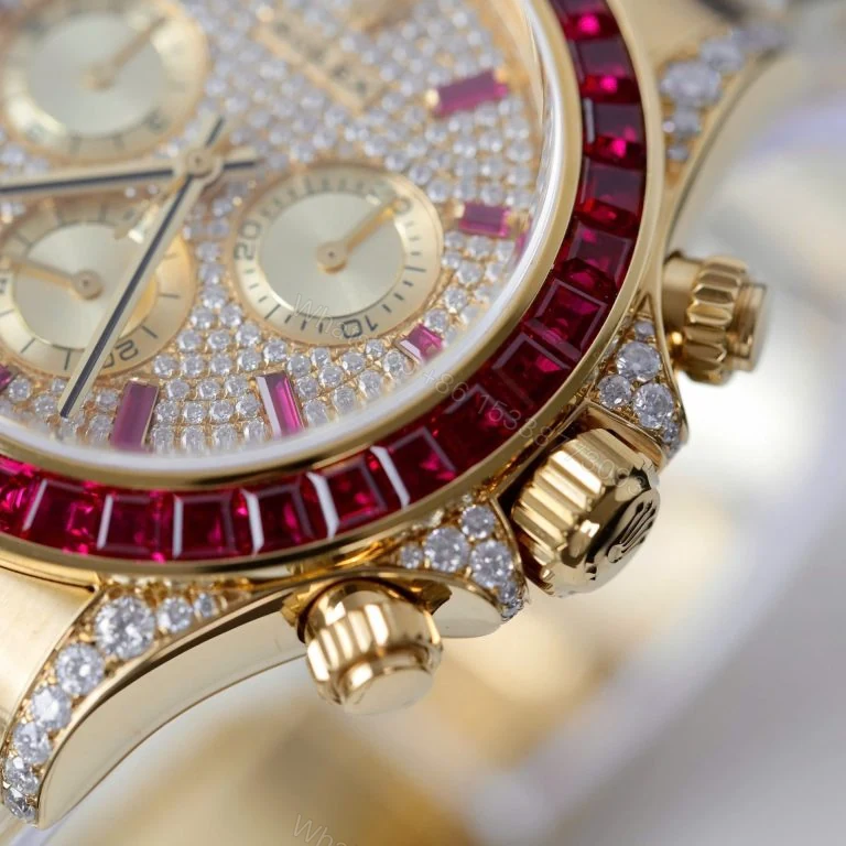 View 3 of Daytona 126598TRU 40mm Super Clone Custom Gold Wrapped, Ruby & Moissanite Diamonds