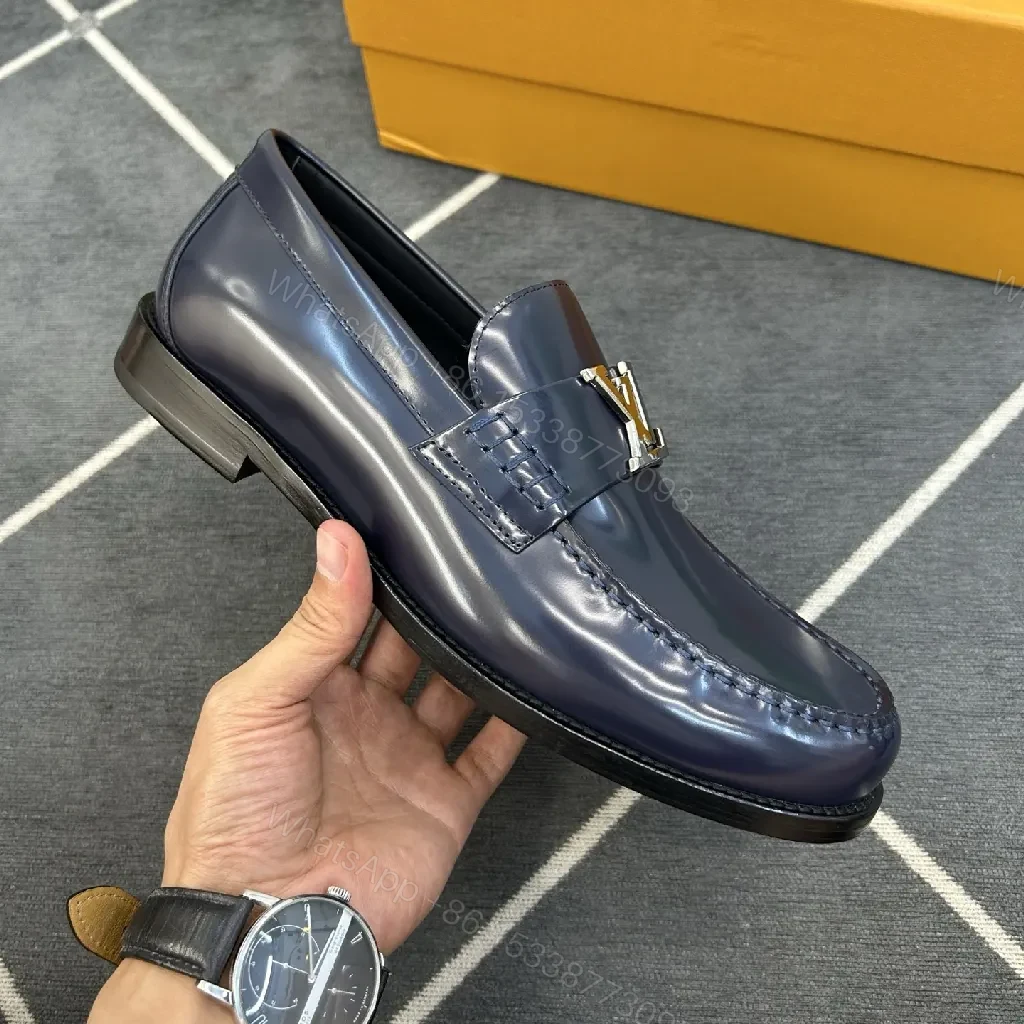 View 8 of Glazed Calfskin Loafer with Signature LV Hardware