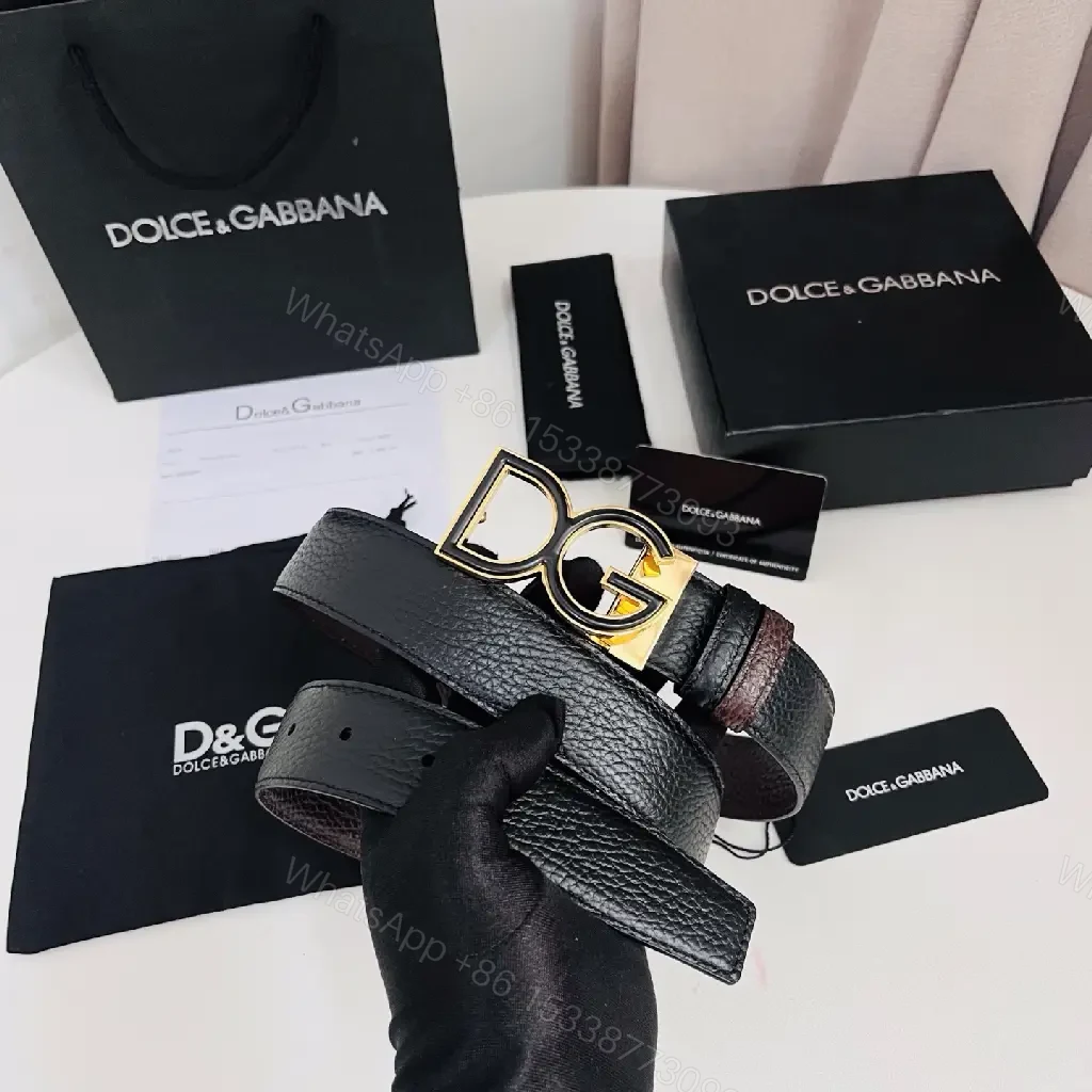 View 3 of Pebbled Black Leather Luxury Belt with Double-G G Buckle