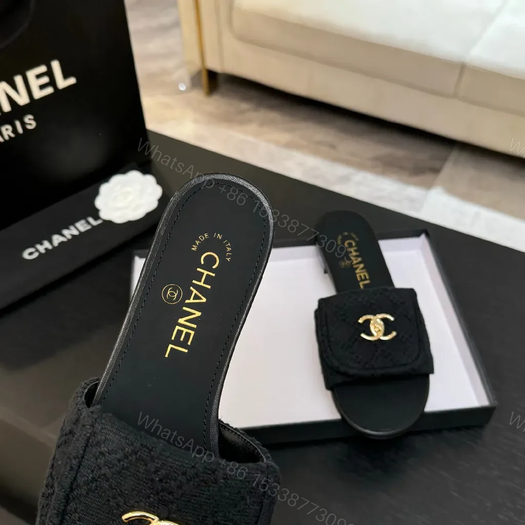 View 6 of Quilted Black Slip-Ons with Gold Logo – Luxury Comfort