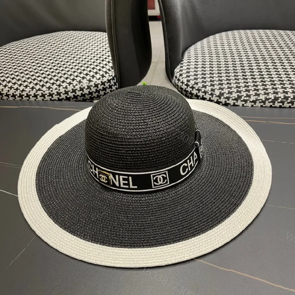 View 7 of Two-Tone Wide-Brim Straw Hat: Luxe Everyday Statement