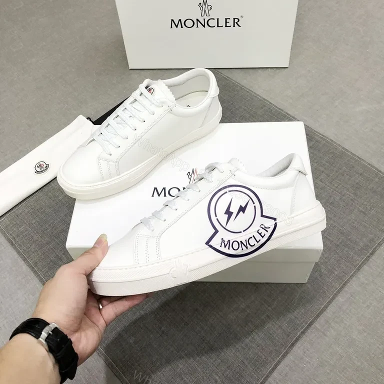 White Calfskin Sneaker with Subtle Moncler Emblem - Luxury Casual Sneaker — view 1