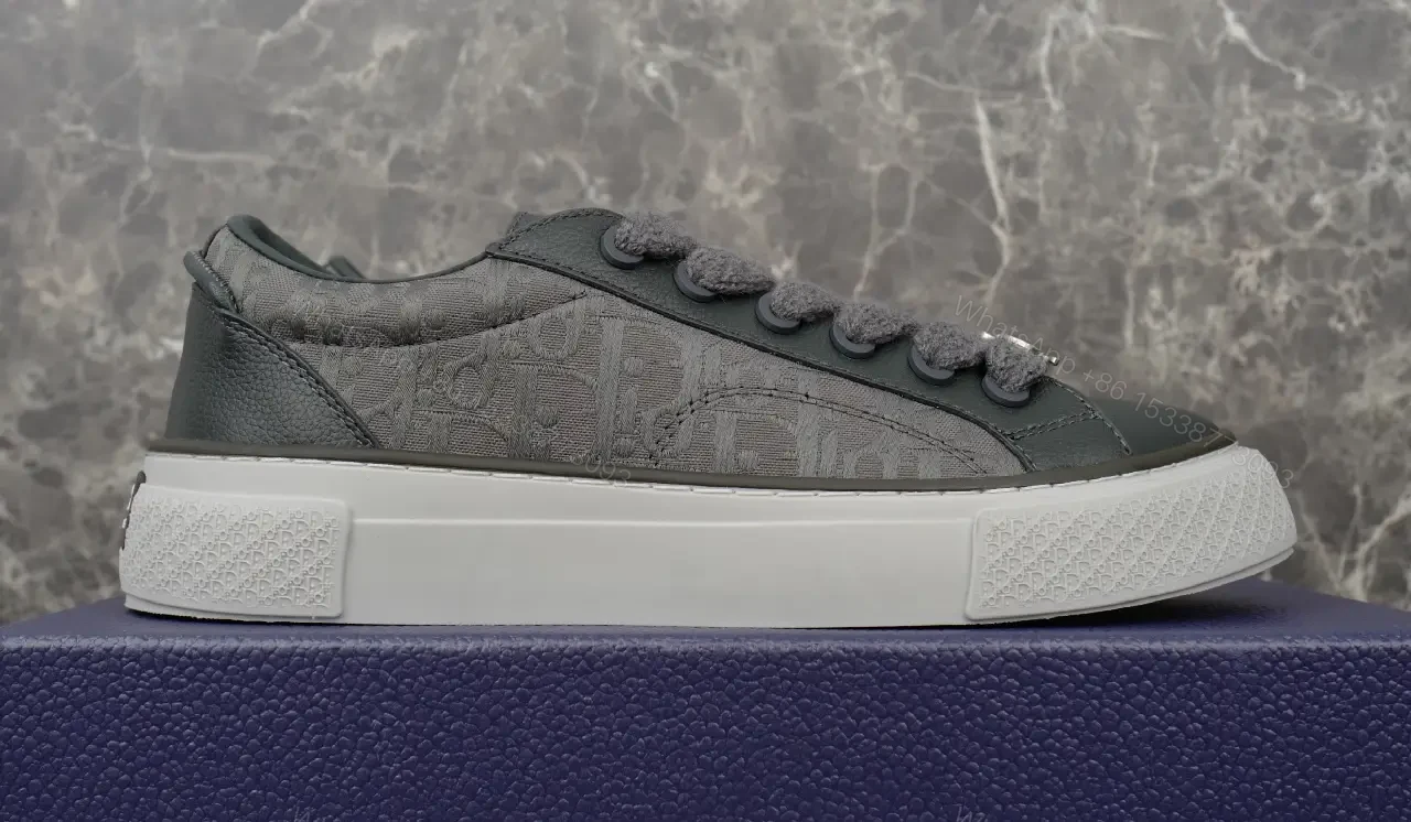 View 5 of Monogram Texture Leather Low-Top Sneakers for All-Day Comfort