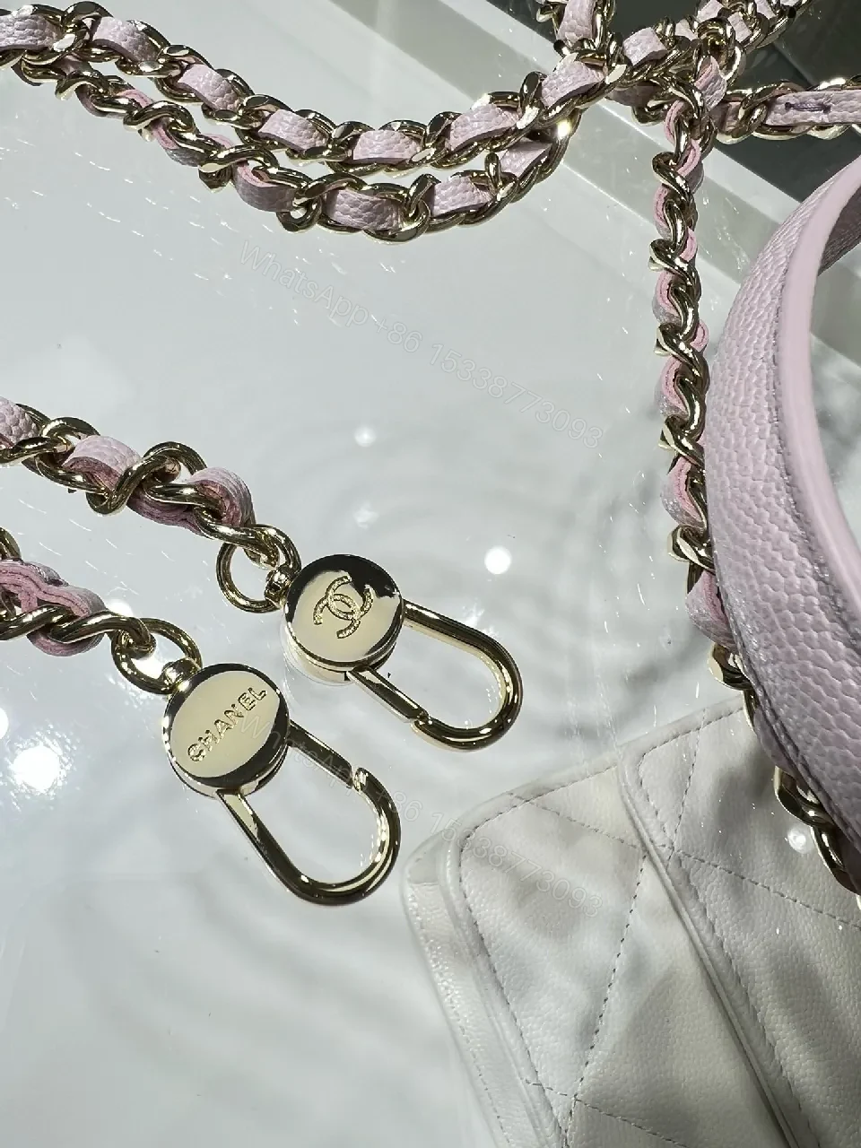 View 2 of Quilted Mini Bag: Soft Pink, Gold Hardware, Luxe Style, Crossbody Ready