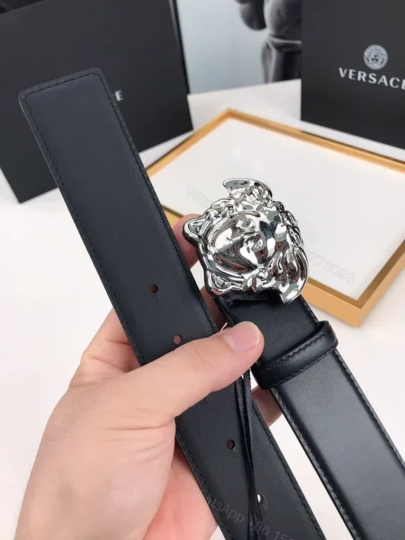 View 3 of Versace Medusa Buckle Leather Belt â€” Timeless Luxury Accessory