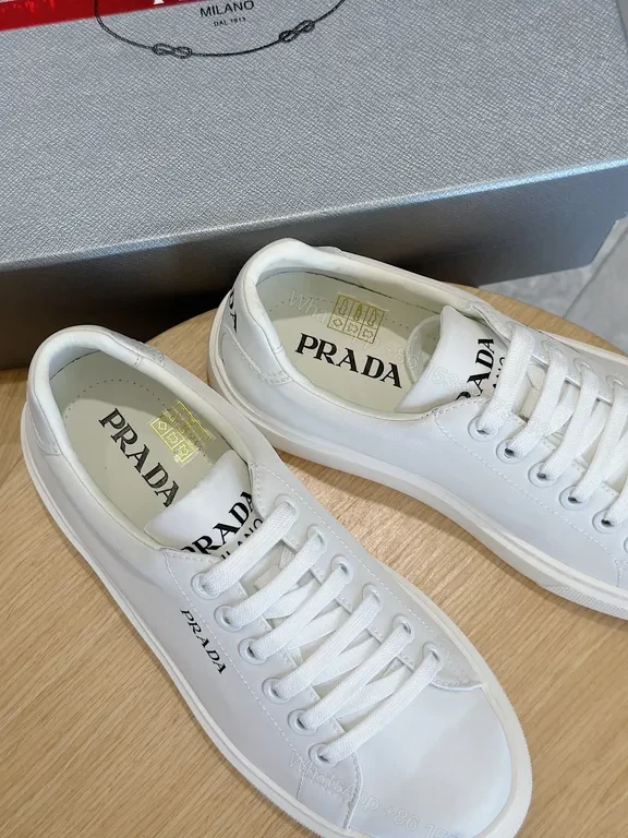 View 2 of Minimalist White Platform Sneaker - Leather, Prada-Inspired Luxury