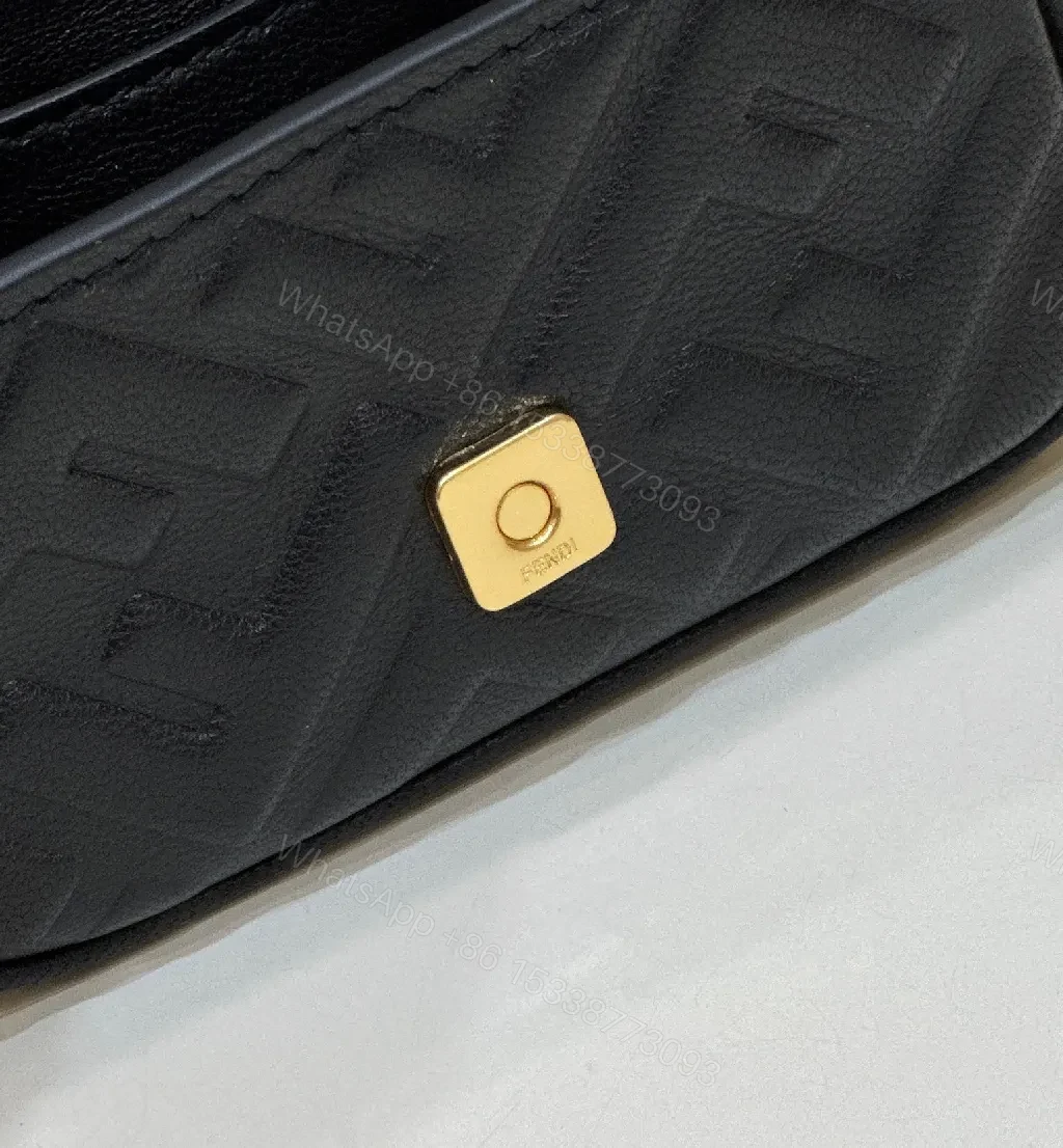 View 4 of Compact Leather Crossbody: Textured Luxury with Gold Chain Strap