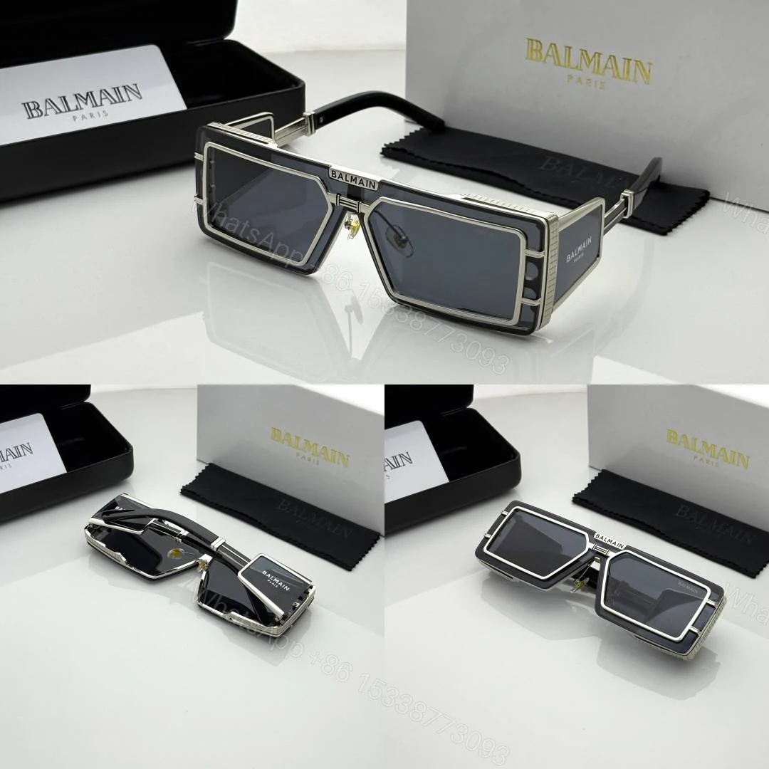 View 2 of First Copy Balmain Transparent Rectangle Sunglasses Grey Lens Unisex UV Protection