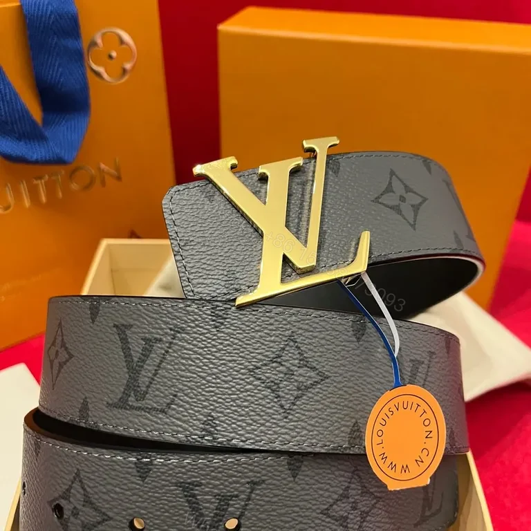 View 2 of Bold Monogram LV Belt: Luxe Gold Buckle, Structured Style