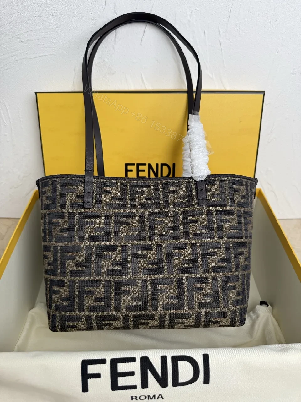 Patterned Luxury Tote: Monogram Patterned Exterior, Spacious Tote Bag — view 1