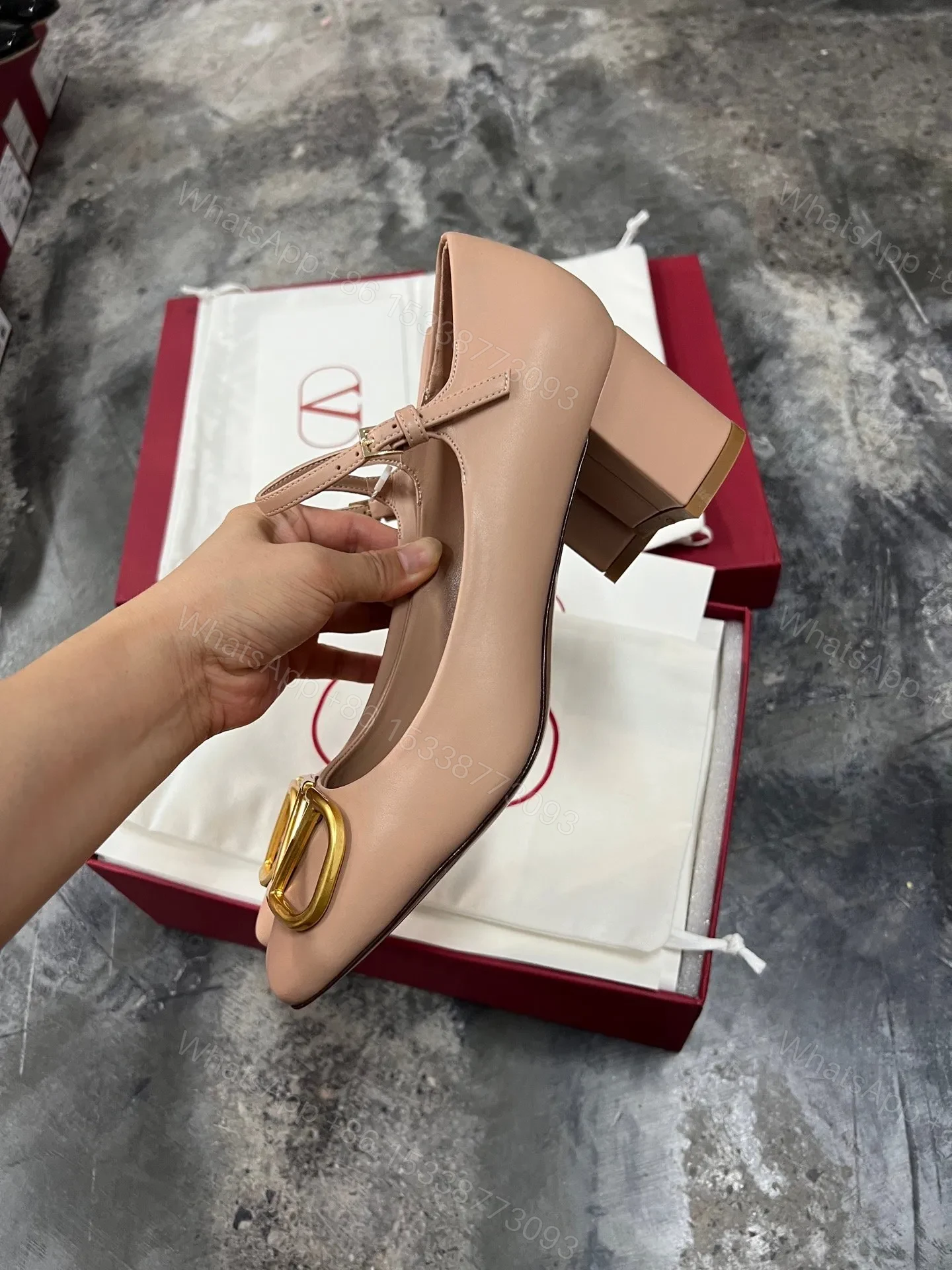 View 6 of Valentino Women Beige Leather Mary Jane Flats
