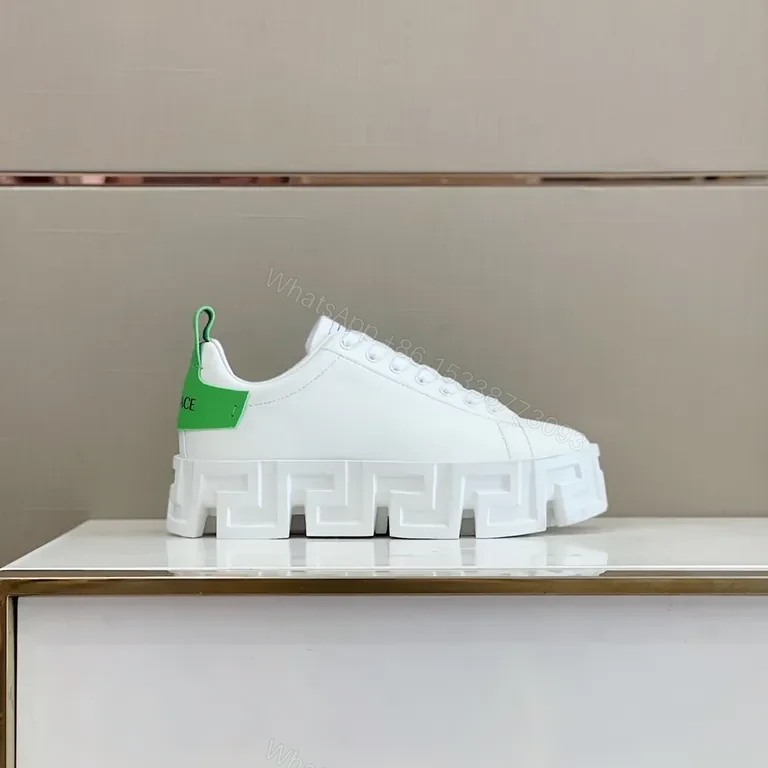 View 9 of White Platform Sneakers: Versace Geometry, Luxury Comfort